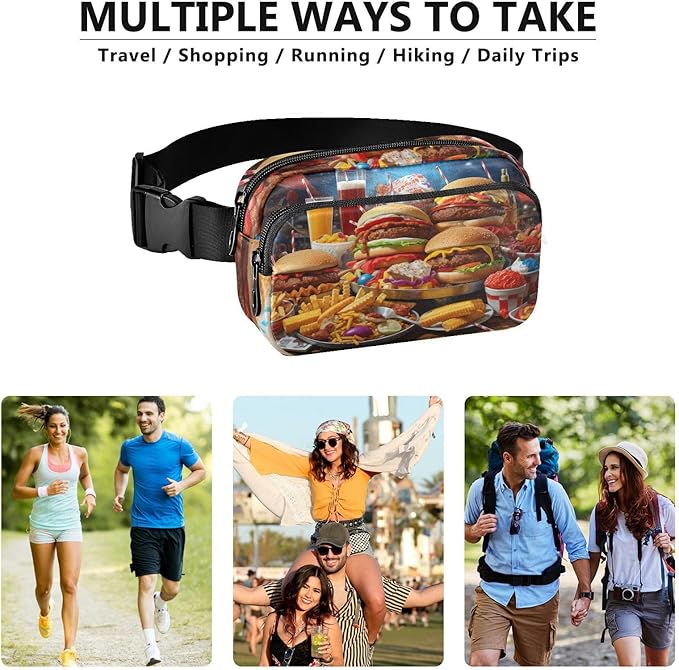 Hamburger Fries Juice Fanny Pack for Women Men Water Resistant Fashion Waist Packs with Adjustable Strap Belt Bag for Travel Workout Jogging Hiking 21219762