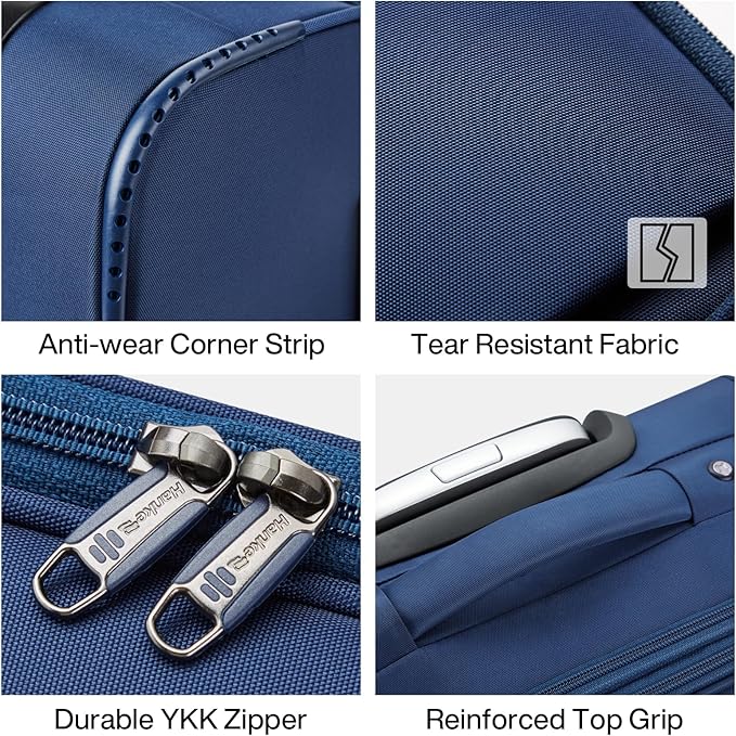 Hanke 24 Inch Luggage Expandable Softside Checked Suitcases with Spinner Wheels, Upright Rolling Luggage Suitcases Travel TSA Luggage Bag for Women Men(Blue)