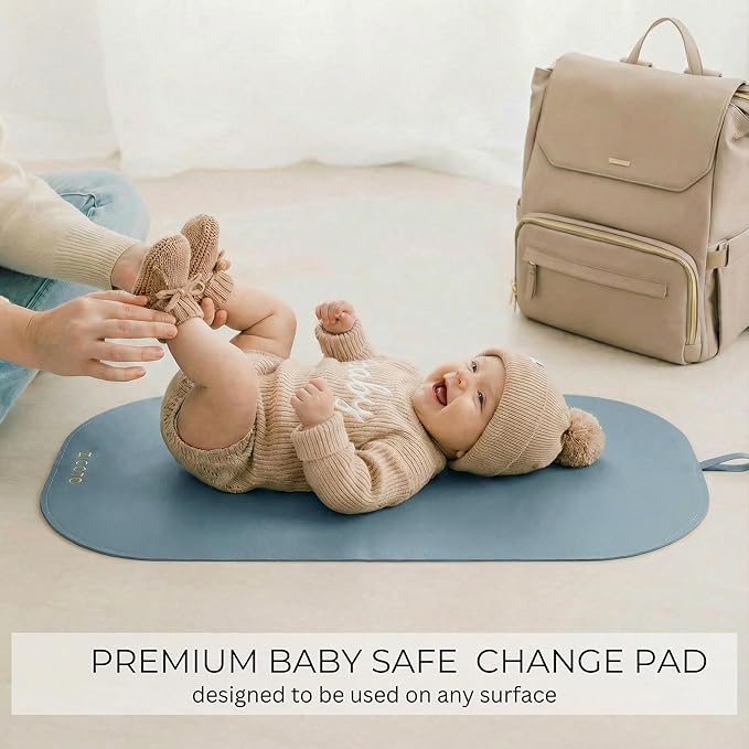 Beautiful Portable Baby Changing Pad - Wipeable and Easy to Clean Diaper Changing Mat - The Perfect Waterproof Vegan Leather Pad for Traveling