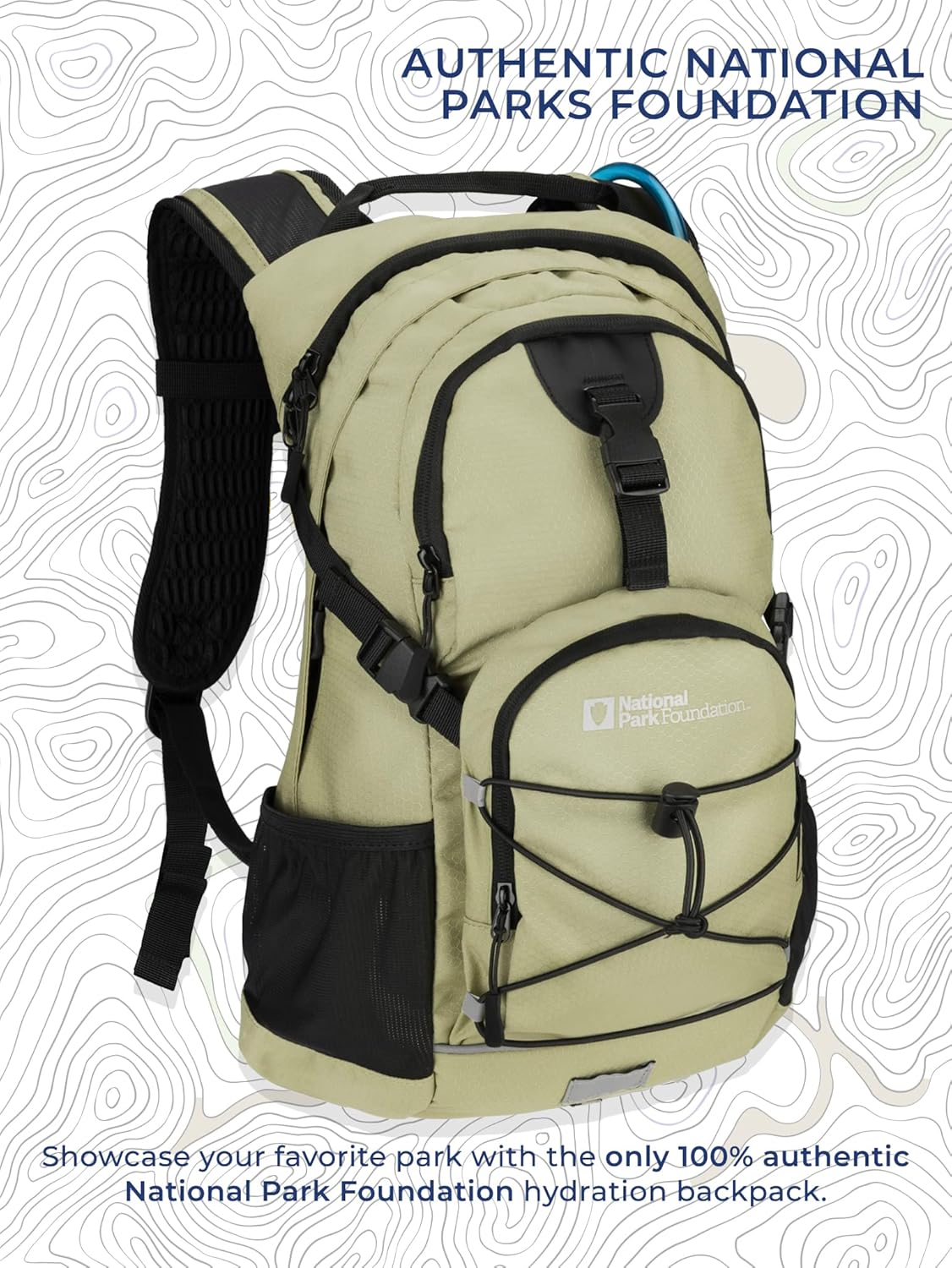 National Park Foundation 18L Hydration Backpack with 2 Liter Hydro Water Bladder Bag, Lightweight Daypack for Cycling, Hiking, Running, Climbing, for Men Women Kids