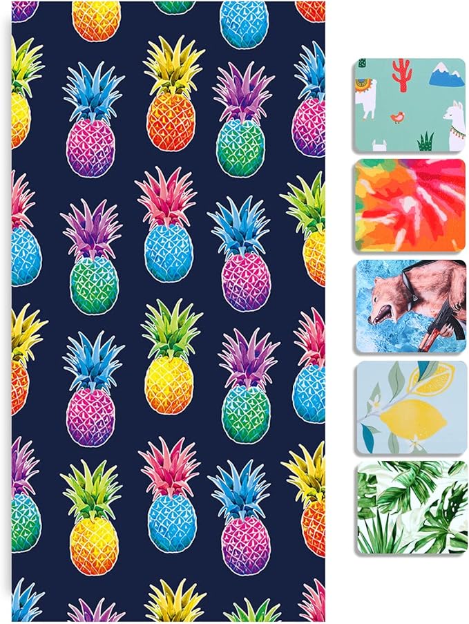 LIVILAN Pineapple Beach Towel, 30" x 60", Soft Microfiber for Kids, Girls, Women, Quick Dry, Sand Free, Thin, Lightweight, Perfect for Pool, Swim, Shower, Bath, Navy Pineapple Gifts