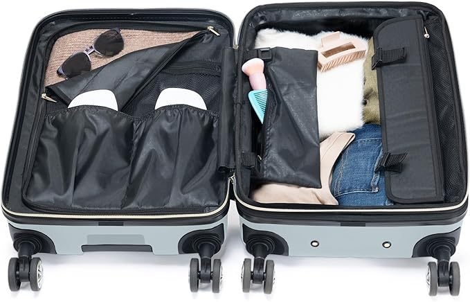 Kenneth Cole REACTION Madison Square Lightweight Hardside Chevron Expandable Spinner Luggage, Slate, 20-Inch Checked