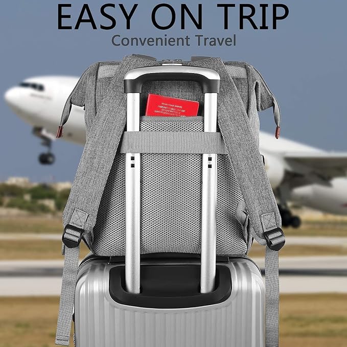FALANKO Laptop Backpack for Women, 15.6 Inch Computer Backpack Doctor Teacher Work Purse Bookbag, Wide Top Open College Water Resistant Travel Casual Shoulder Bag with USB Charging Port