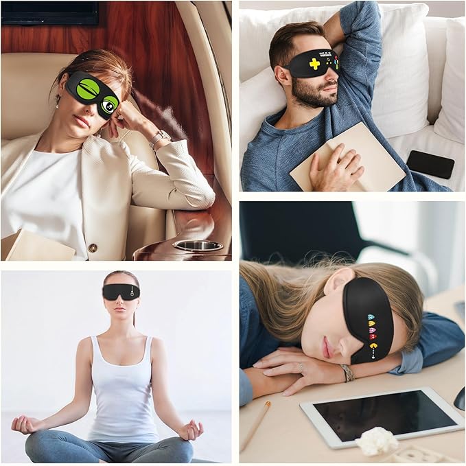 Funny 3D Zero Pressure Sleep Eye Mask for Men Women Side Sleeper, Adjustable Blackout Soft Breathable Eye Masks for Travel Nap Night Sleep, Humorous Gift Stocking Stuffers (Light)