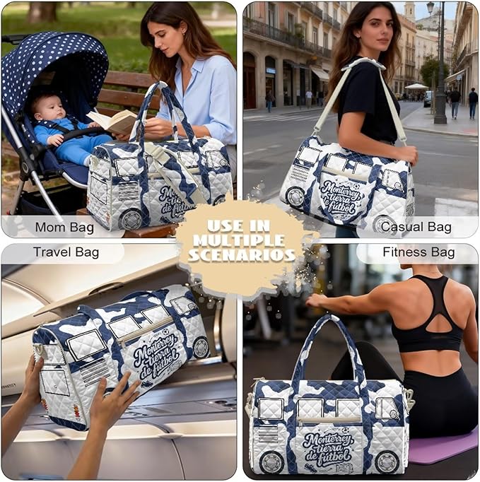 COEQINE Monterrey Van Car Travel Duffel Bag for Men Quilted Tote Bag For Mens Carry on Duffel Bag for Men Hanging Suitcase Suit Travel Bags