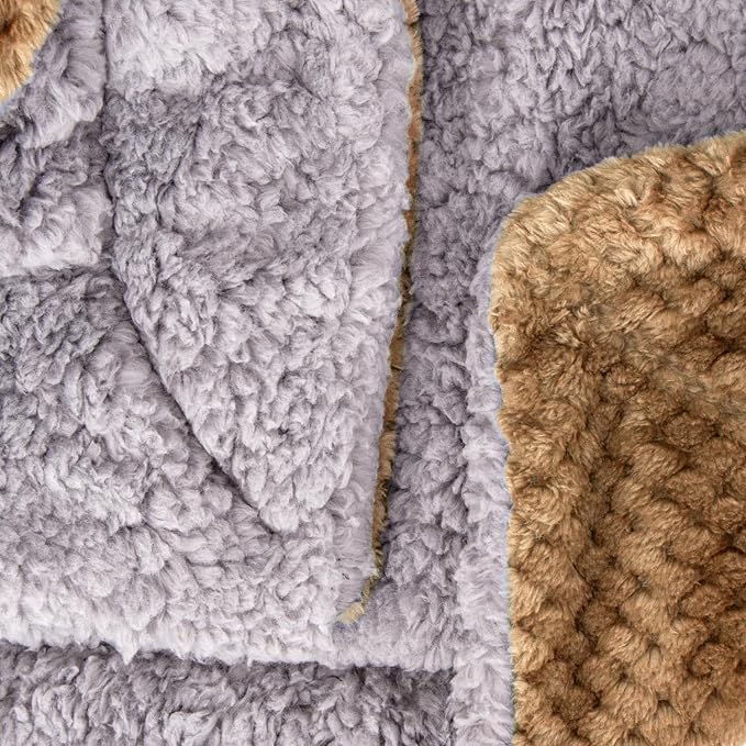 Fuzzy Sherpa Reversible Blanket for Baby, Soft Warm Cozy Coral Fleece Toddler, Infant or Newborn Reversible Blanket for Crib, Stroller, Travel, 30”×40”, Coffee