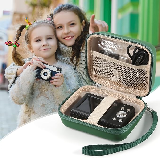 Digital Camera Case for AbergBest 21 Mega Pixels 2.7" LCD Rechargeable HD/Kodak Pixpro/Canon PowerShot ELPH 180/190/Sony DSCW800/DSCW830 Cameras, Travel Carrying Protective Case for Camera- Darkgreen