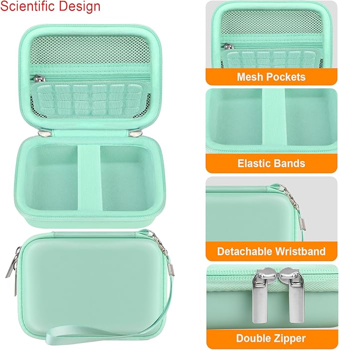 Elonbo Camera Carrying Case for KODAK PIXPRO FZ55 / FZ53 / FZ45 / FZ43 16MP Digital Camera, Vlogging Camera Storage Holder Travel Bag, Mesh Bag Fits Batteries, Cable, Memory Card, Green