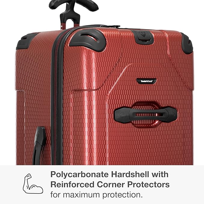 Traveler's Choice Maxporter II Polycarbonate Hardside Trunk with Spinner Wheels, Red, 31-Inch Trunk