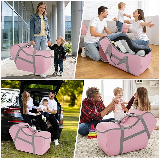 Padded Car Seat Bag Compatible with most Nuna Pipa car seats, UPPAbaby MESA V2 without Base & Chicco KeyFit 30 and base, Car Seat Travel Bag for airplanes