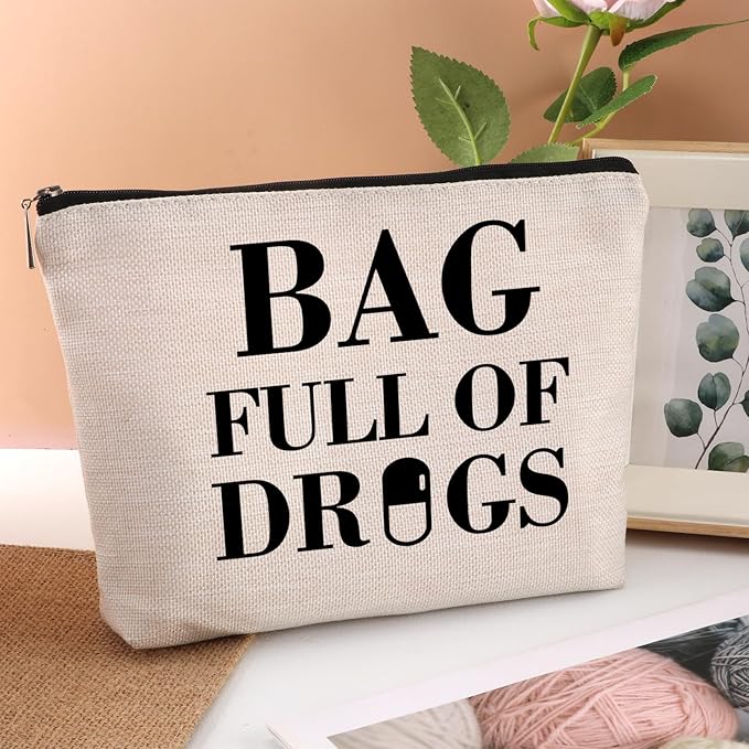 Nurse Practitioner Gifts Makeup Cosmetic Bags for Women Funny Medicine Cosmetic Bag Full of Pill for Best Friends Bestie Sister Daughter Birthday Christmas Gifts