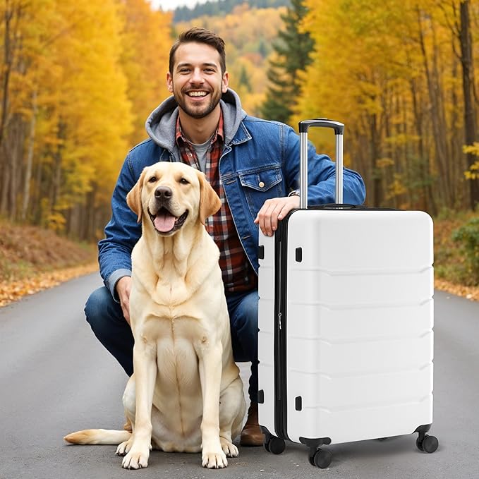 Simple Deluxe 20 Inch Hardside Carry On Luggage, Suitcase with Double Spinner Wheels & TSA Lock, Hard Shell Suitcase, Expandable Rolling Lightweight Luggage, White