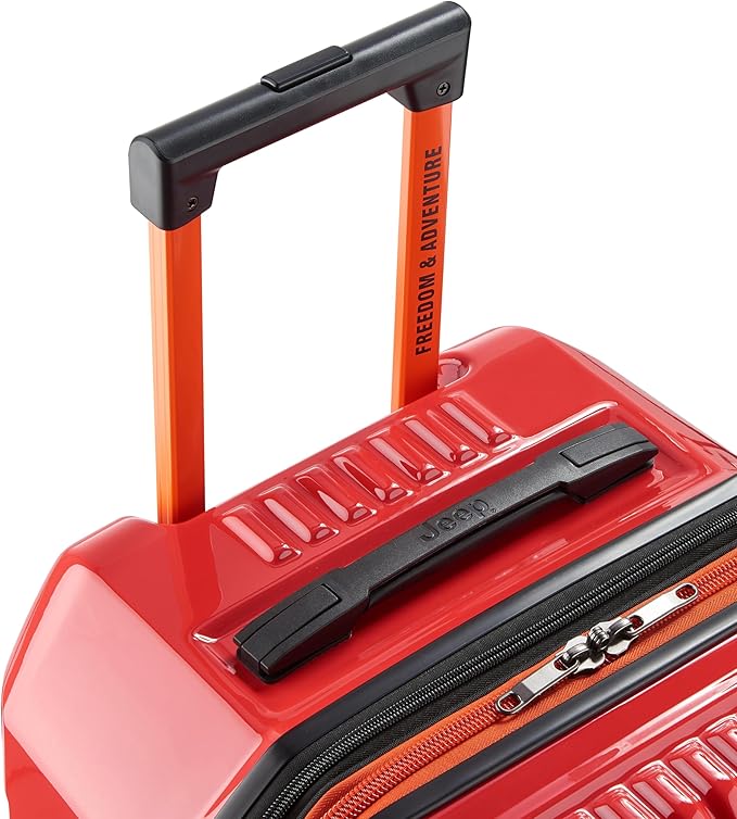 Jeep JH003B Hardside Expandable Luggage with Two Wheels, Tomato, Checked-Large 30 Inch