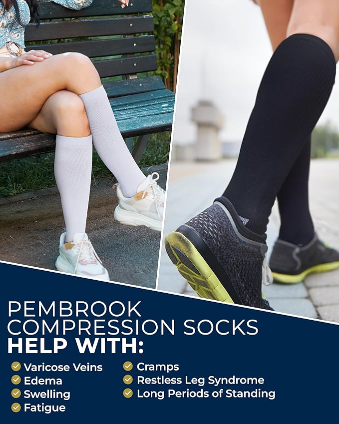 Pembrook Plus Size Compression Socks for Women Wide Calf - 3 Pairs, 20-30mmHg Extra Wide Calf Compression Socks, Up to 4XL