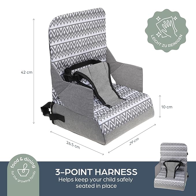 Dreambaby Grab ‘N Go Travel Booster Seat – Portable Toddler High Chair for Dining (6M-3Y) with Storage & Shoulder Strap