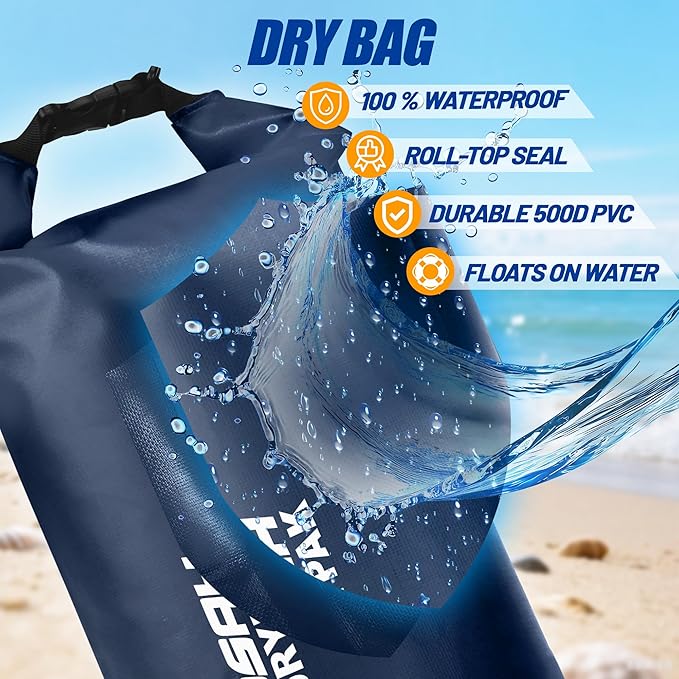 Waterproof Dry Bag, 5L/10L/20L/30L/40L Roll Top Lightweight Storage Backpack with Phone Case for Women & Men, Floating Waterproof Sack for Travel, Swimming, Kayaking, Paddle Board, Camping & Beach