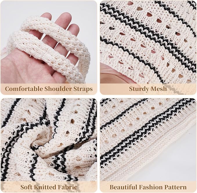 Sightor Crochet Tote Bag, Mesh Beach Bag Knit Summer Hobo Bag Vacation Boho Tote Bag for Women