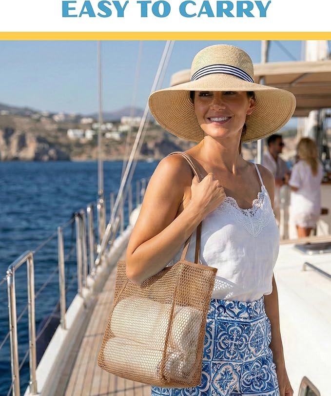 Rave Envy Beach Tote Bag for Women – Waterproof Mesh Tote Bag, Large Capacity Sandproof Beach Bags for Travel