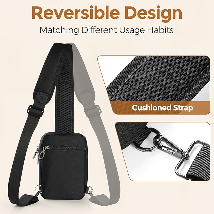 VADOO Small Sling Bag for Men, Tactical Crossbody Bag with Zipper Lock, RFID and Molle System for Travel Work Outdoor