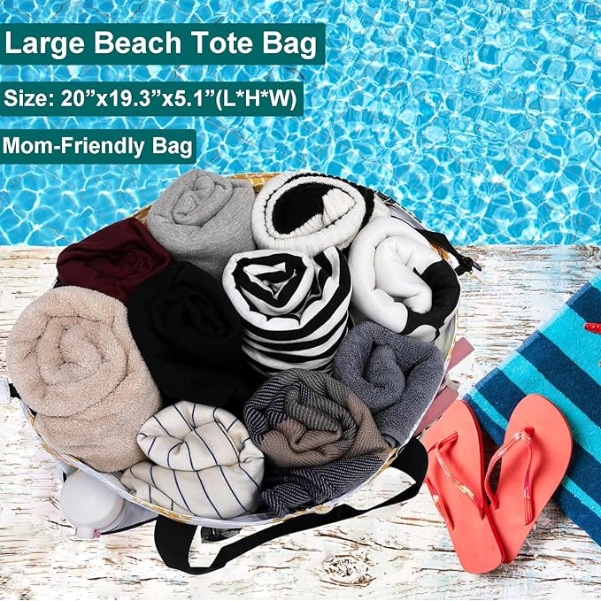 JIANYA Beach Bag Women Waterproof Sandproof Beach Tote Bags with Cooler Top Zipper Large Totes for Pool Travel Daily