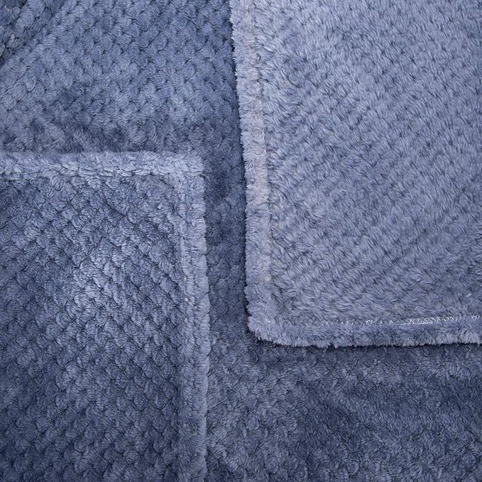 Fuzzy Throw Blanket, Plush Fleece Blankets for Adults, Toddler, Boys and Girls, Warm Soft Blankets and Throws for Bed, Couch, Sofa, Travel and Outdoor, Camping (Queen(80"x90"), XXL-Smoked Blue)