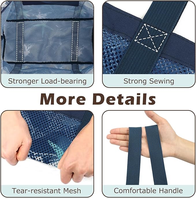 Mesh Beach Bag with Zipper, Large Beach Tote for Women, Toys Pool Swim Bag Travel Vacation Cruise Essentials