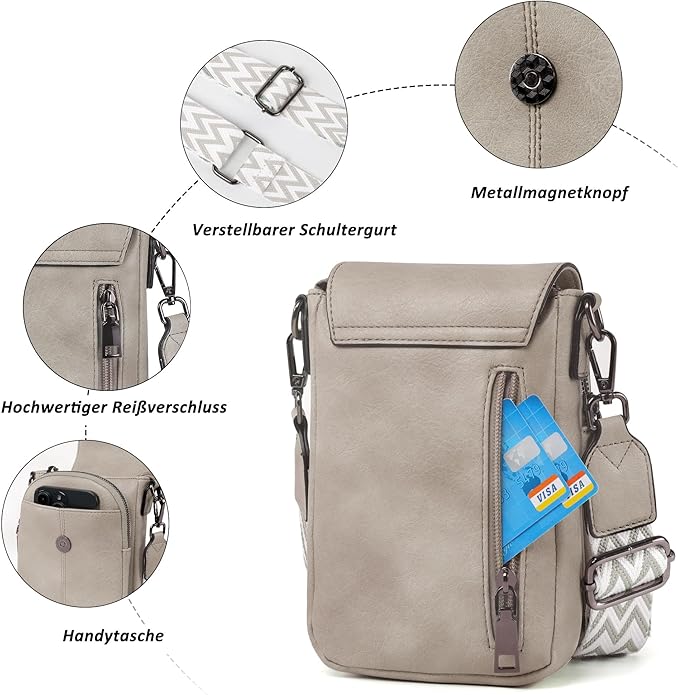 TANTOMI Small Crossbody Bags for Women, Small Purses with Card Slots Phone Purse Wide Adjustable Strap