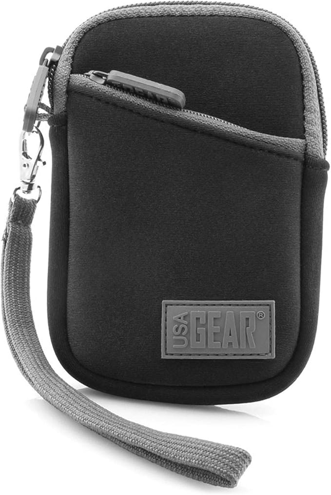 USA Gear Small Digital Camera Case with Wrist Strap, Belt Loop - Camera Case Small Compact Compatible with Canon Powershot Elph, Pouch G7 Mark iii, Nikon Coolpix, PIXPRO - Fits 4.5 Inch Models