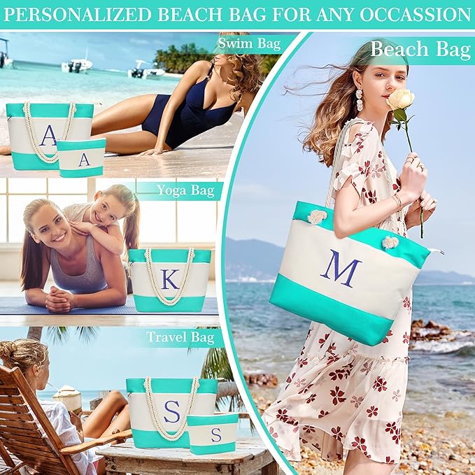 YOOLIFE Beach Bags for Women - Travel Canvas Beach Tote, Pool Waterproof Bag, Travel Essentials, Gifts for Women Birthday