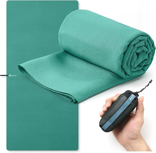 Microfiber Travel Towel, Soft Lightweight Quick Dry Towel, Super Absorbent Compact Travel & Sports & Beach Towels for Camping, Backpack, Gym, Swimming, Yoga, Hiking (Green, XX Large)