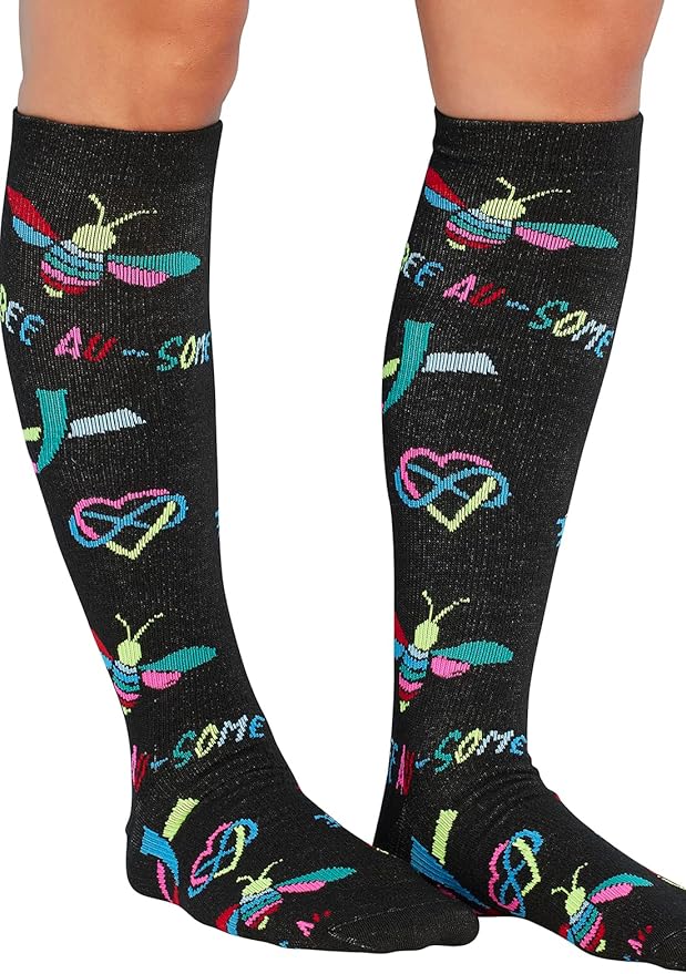 Cherokee Women's 10-15mmHg Compression Socks – Fun Print Knee Highs with Light Support, Soft Feel - PRINTSUPPORT
