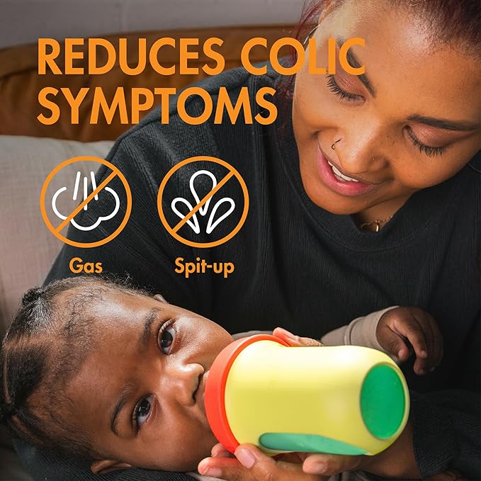 Boon Nursh Bottles - Silicone Baby Bottles Help Ease Colic Symptoms - Reusable Food-Grade Silicone Pouches with Polypropylene Shell - Medium Flow - 8 Oz - Color Block