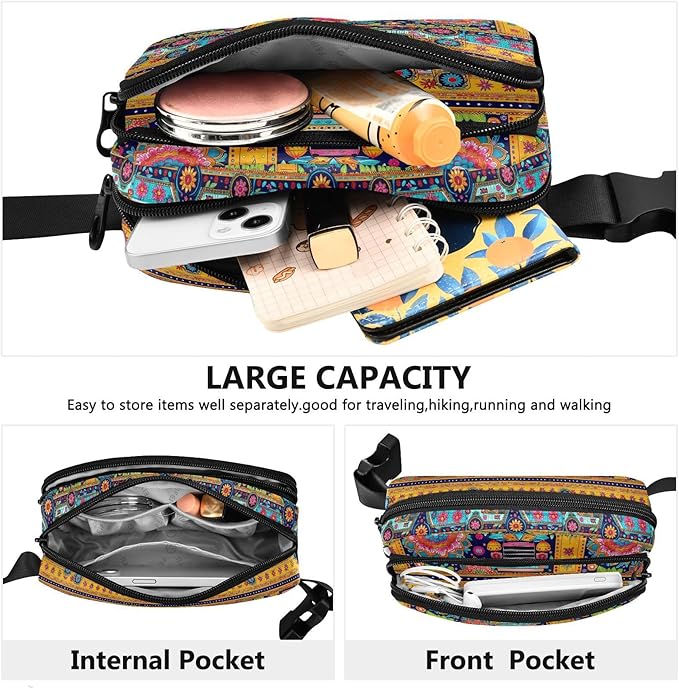 Mandala Ethnic Fanny Pack for Women Men Water Resistant Fashion Waist Packs with Adjustable Strap Belt Bag for Travel Workout Jogging Hiking 21220290