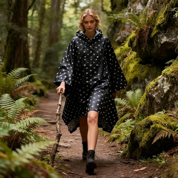 Hooded Rain Poncho for Adults - Waterproof Rain Coat and Lightweight Jacket 3-in-1 Multi-Function with Pockets