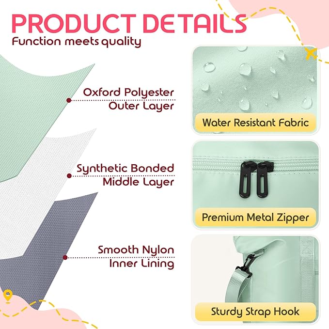 Duffle Bag for Travel, Carry-on Travel Bag with Trolley Sleeve, Sport Gym Bag for Women, Overnight Bag for Men, Hospital Bag for Labor and Delivery (Green)