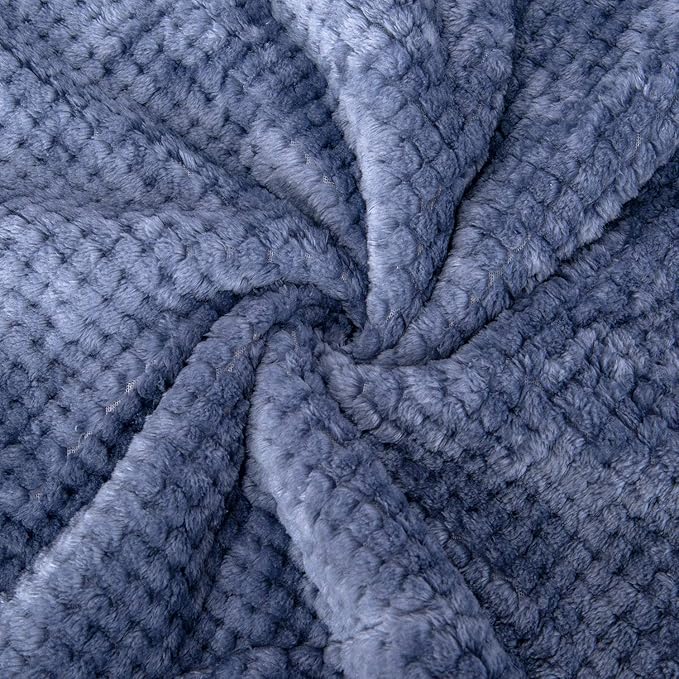 Fuzzy Sherpa Reversible Blanket for Baby, Soft Warm Cozy Coral Fleece Toddler, Infant or Newborn Reversible Blanket for Crib, Stroller, Travel, 30”×40”, Smoked Blue