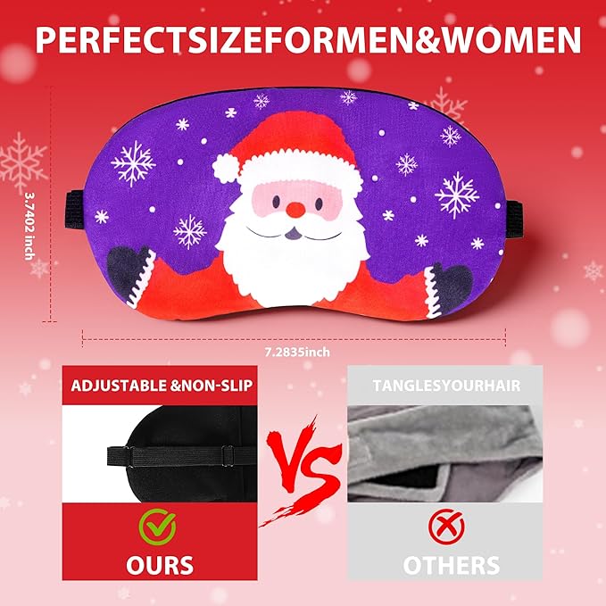 Tphon Christmas Sleep Mask for Adult Kids Boys Girls Sleeping Mask for Christmas, Santa Snowman Cute Eyemask Gifts for Children Christmas Party Present