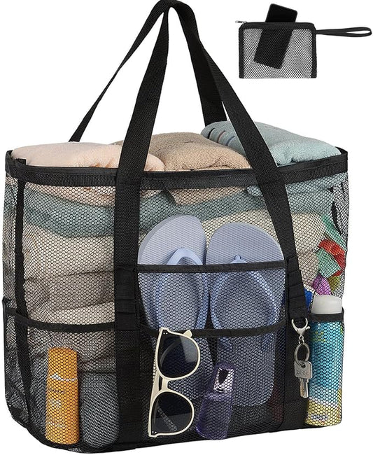 Mesh Beach Bag Vacation Essentials - Large Tote Pool Bag for Women Vacation Essentials Beach Accessories