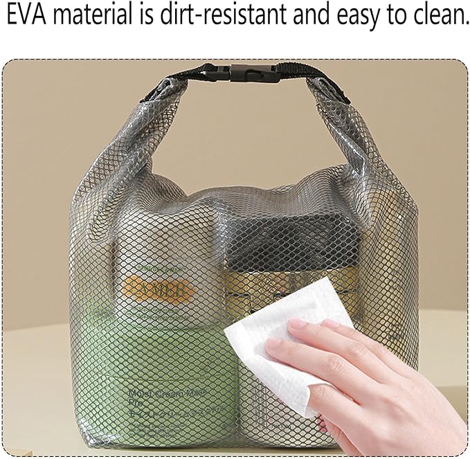 Cosmetic storage bag with dry and wet separation, wash bag, hand-held bag, portable storage bag, simple style,suitable for travel, fitness, swimming, outdoor rafting (Gray, 7.1in*6.3in*9.4in)