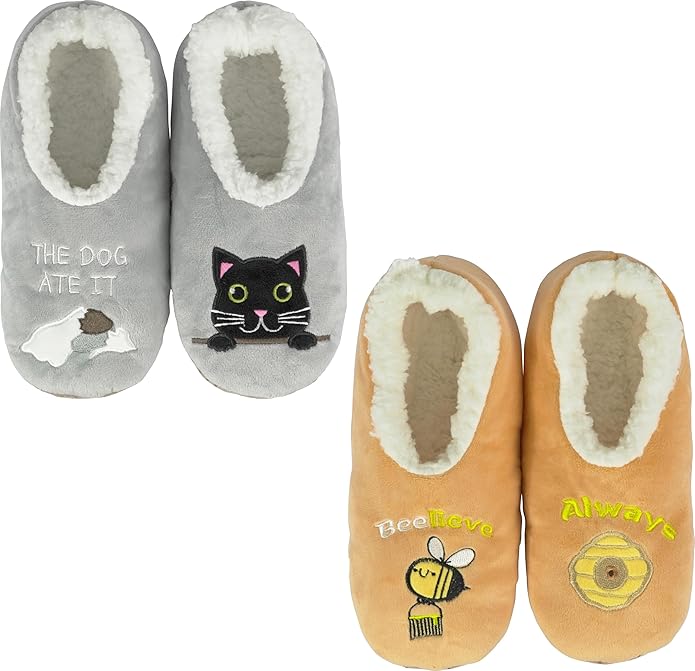 BenSorts Fuzzy Slipper Socks for Women Funny House Slippers with Grips