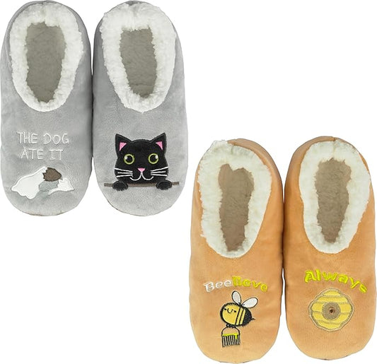 BenSorts Fuzzy Slipper Socks for Women Funny House Slippers with Grips
