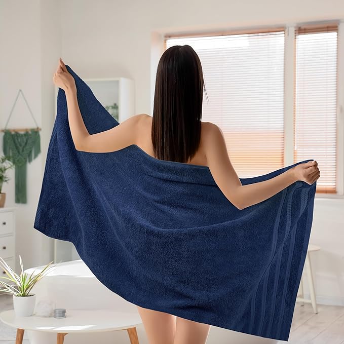 Utopia Towels 4 Pack Premium Extra Large Bath Towels Set, (30 x 60 Inches) 100% Ring Spun Cotton, Lightweight and Highly Absorbent Quick Drying Towels, Perfect for Daily Use (Navy)