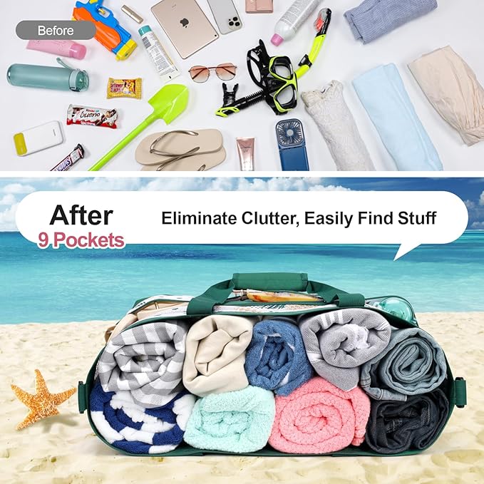 F-color Mesh Beach Bag Family - Large Tote Bag for Cruise Pool Toys Beach Vacation Essentials
