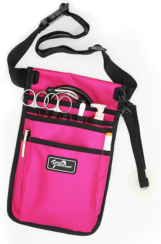 Nurse Fanny Pack for Work - Practical Waist Bag, Utility Belt Organizer for Basics Kit (RoseRed)