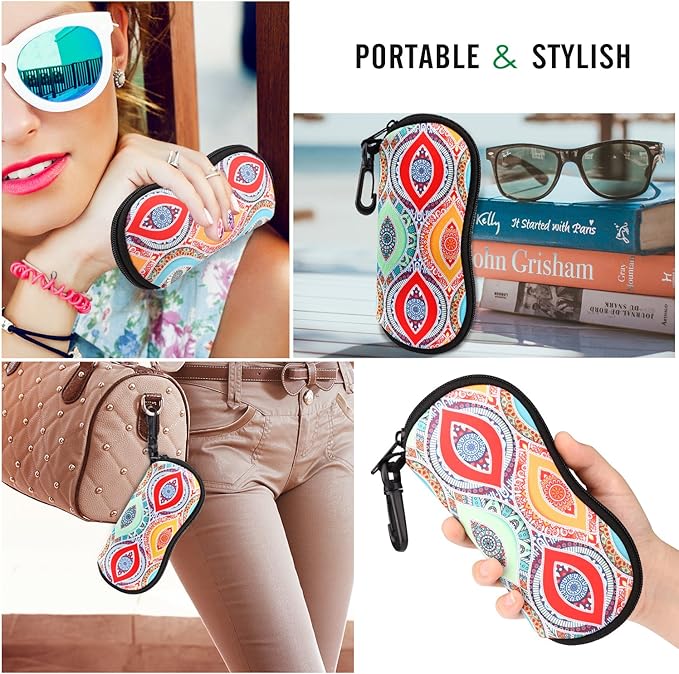 MoKo Sunglasses Soft Case Ultra Light Neoprene Zipper Eyeglass Case for Men Women