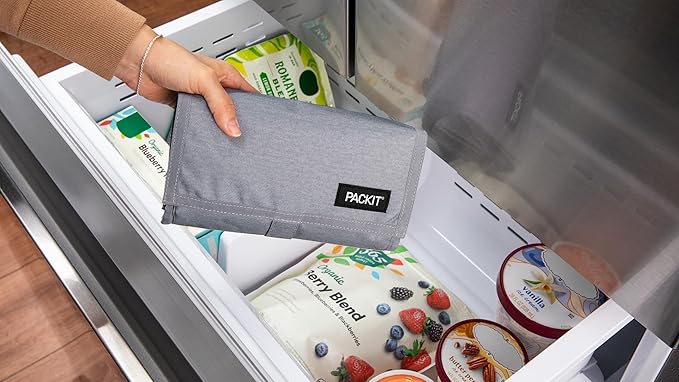 PackIt Freezable Lunch Bag, Gray Fog, Built with EcoFreeze Technology, Foldable, Reusable, Zip and Fold Closure with Buckle Handle, Designed for Work Lunches and Fresh Lunch On the Go
