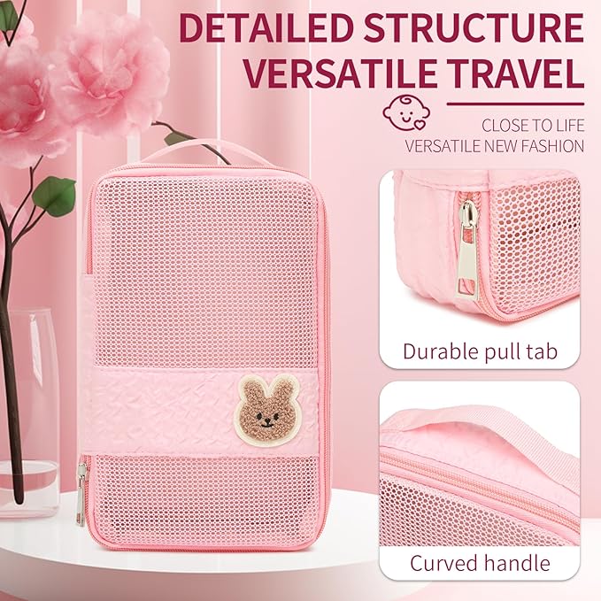 Diaper Bag Organizer Pouches - 2 Pack, small diaper bag Mini Purse, Travel Baby Bag for boys & Girls, Pink
