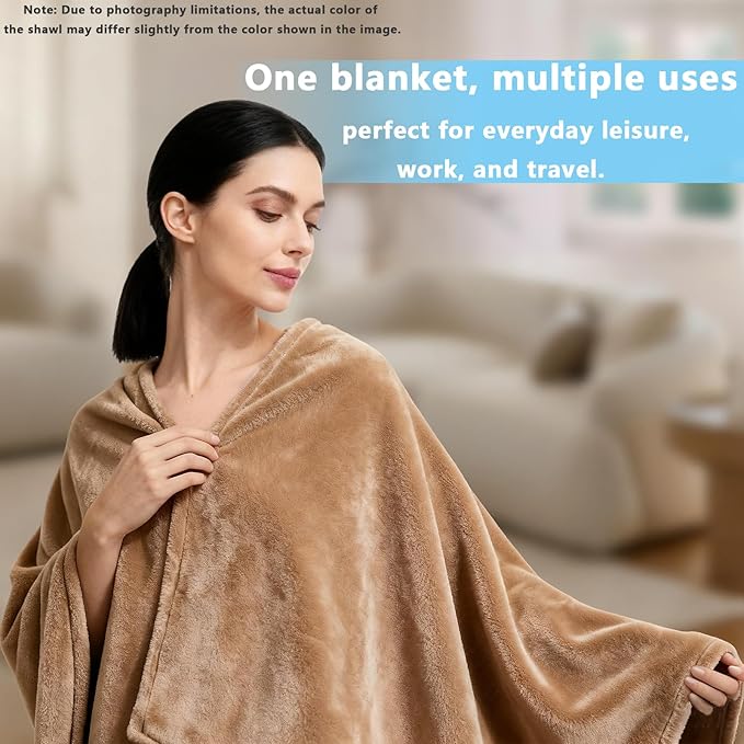 Ponchos for Women, Comfy Wearable Blanket, Gifts for People Who are Always Cold, Winter Shawl for Home, Office, Travel