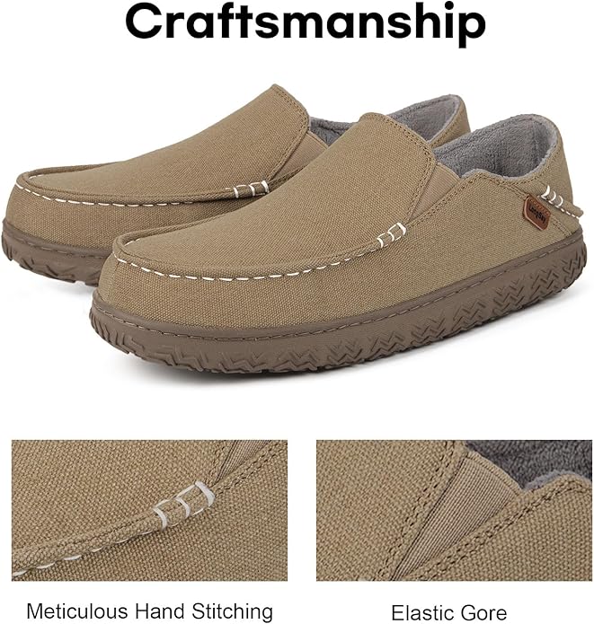 LongBay Men's Moccasin Slippers Comfy Warm Memory Foam House Shoes Winter for Indoor Outdoor