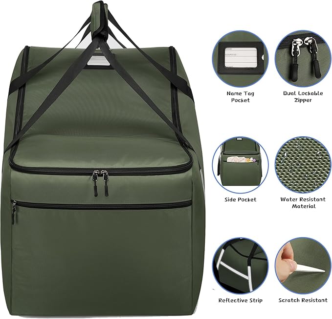 Infant Car Seat Travel Bag for Airplane Compatible with All Nuna Pipa Car Seat and Base,Chicco KeyFit 30 and Base, Padded Car Seat Bags for Air Travel,Car Seat Gate Check Bag with Side Pocket, Green